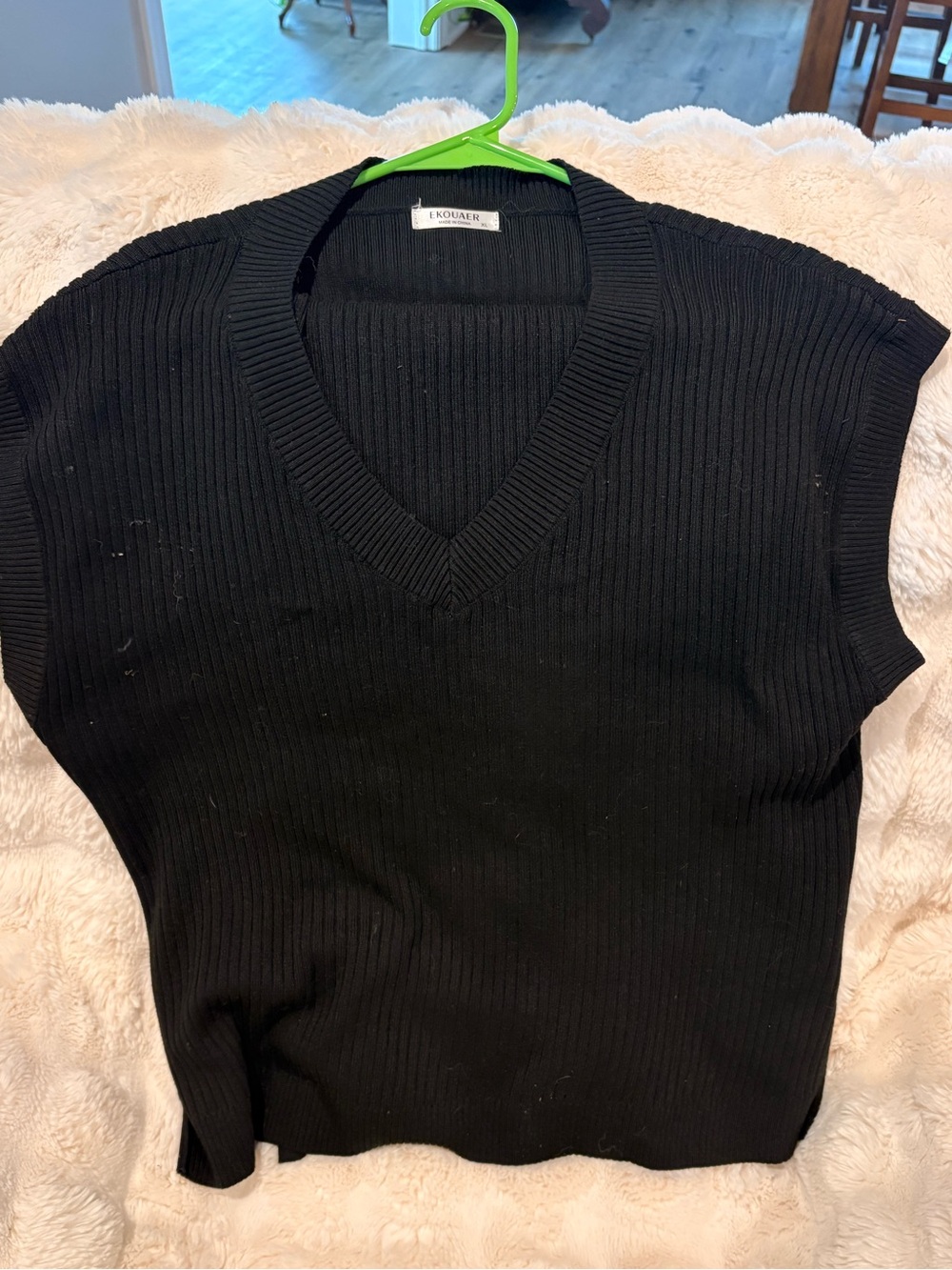 Black Ribbed V-Neck Sweater Vest
